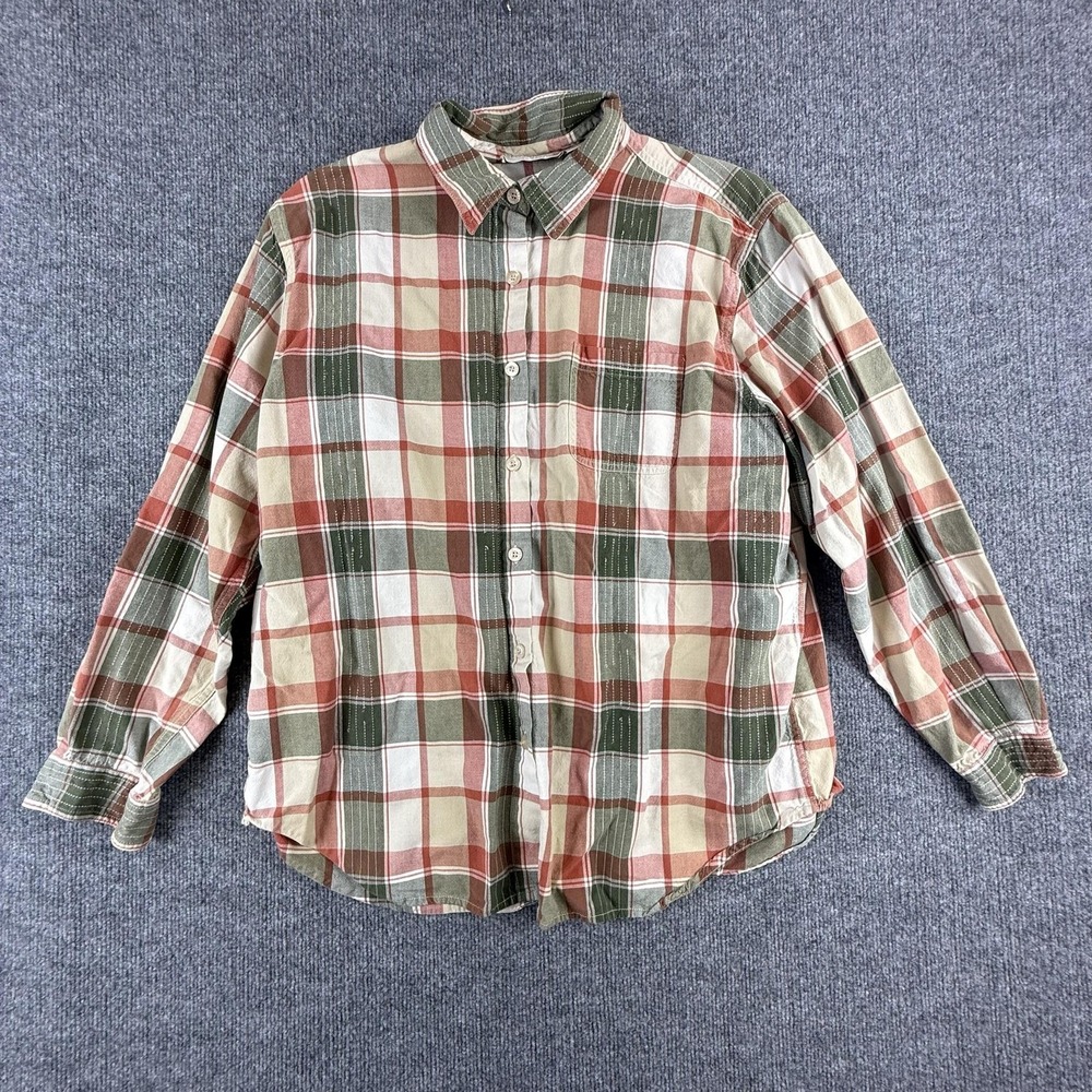 Lemon Grass Shirt Womens XL‎ Multicolor Plaid Button Front Long Sleeve Top